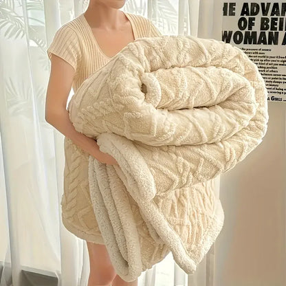 1pc Jacquard Sherpa Weighted Blanket