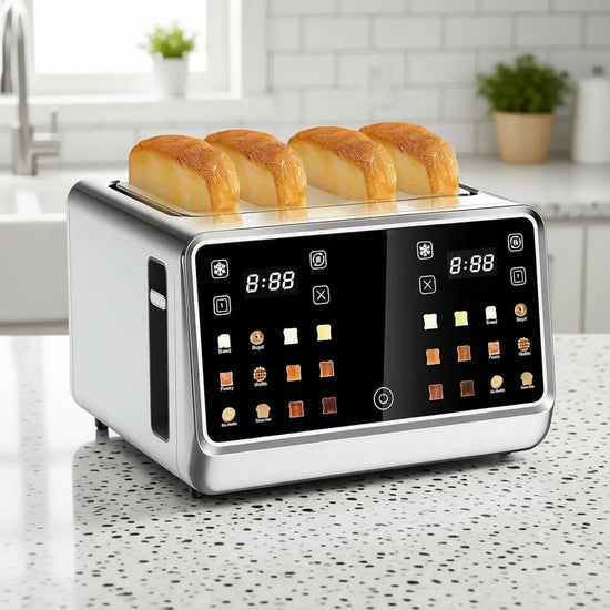 4 Slice Touchscreen Smart Digital Toaster, Memory Function, Single-Slot, 1800W, Wide Slots for Bagels, Bread, Stainless Steel