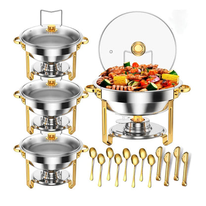 2/4 Pack 5L Chafing Dish Buffet Set with Glass Lids