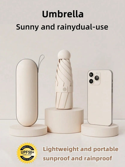 1pc UV Protection Mini Umbrella, Portable Pocket Umbrella With UV Coating, 6-Rib Reinforced And Pocket Sized Sun Umbrella, Yellow For School, Office, Household, Travel, Back To School Supplies, Spring Summer Picks, Brides Mai